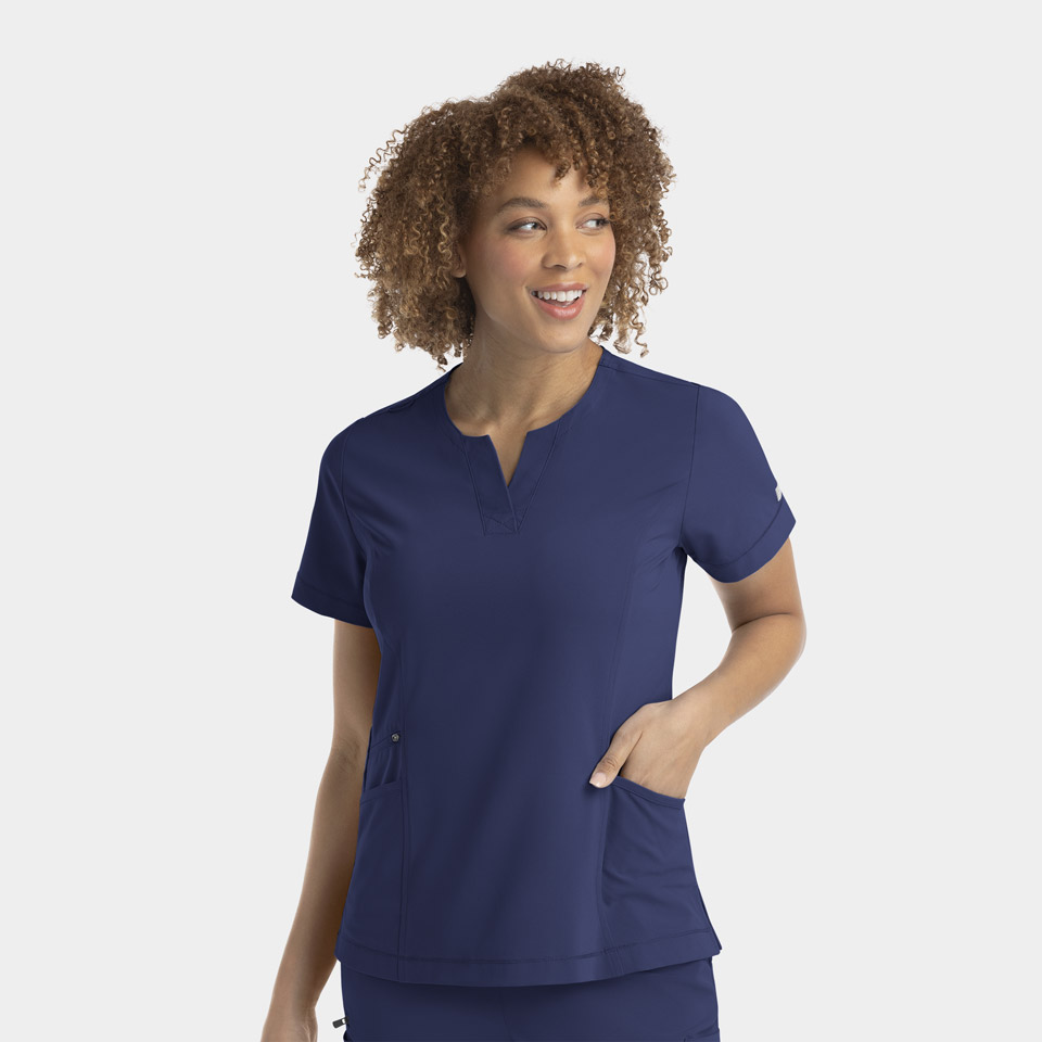 Women  Top  4802  Womens Notched Neck Top