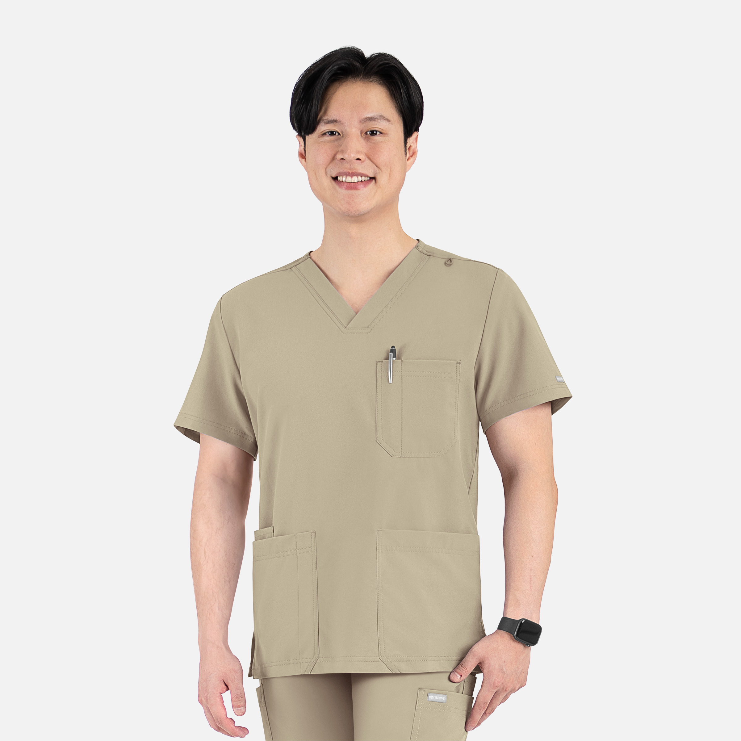 Men  Top  5802  Mens 4 Pocket Banded V-Neck Top